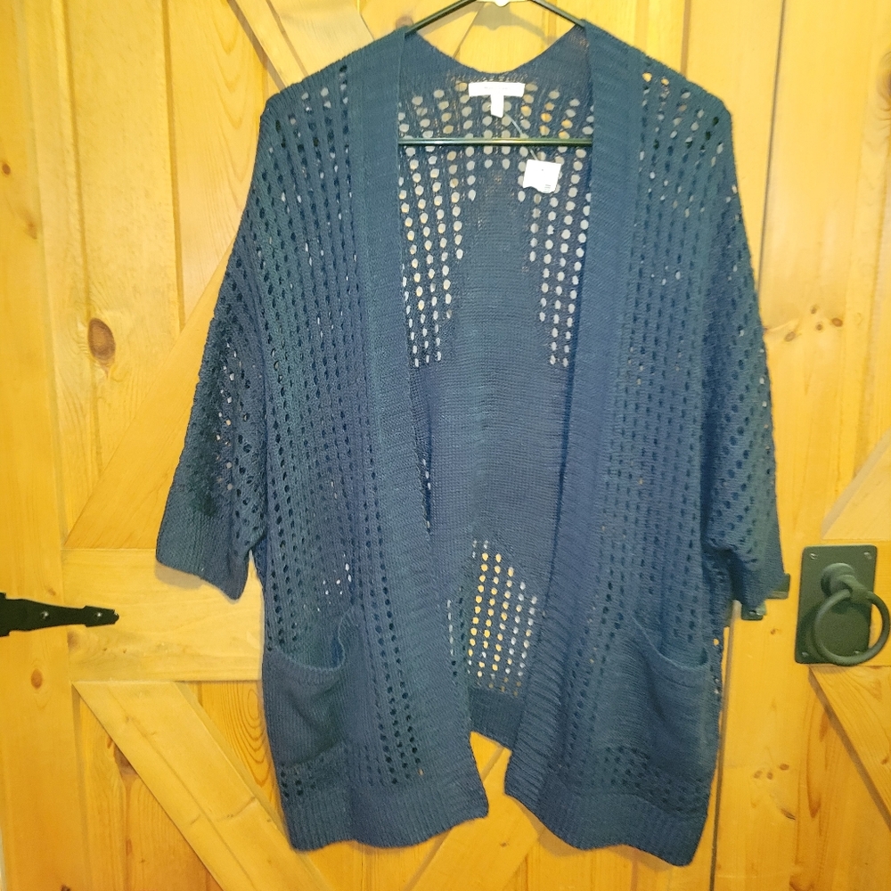 Maurices Americana Star Dolman Open Knit Cardigan Sweater Womens Size S/M